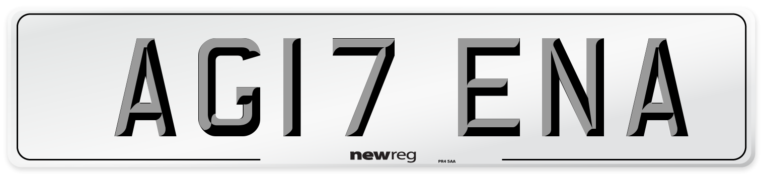 AG17 ENA Number Plate from New Reg